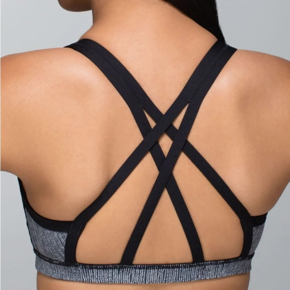 NWOT Lululemon Black and White Water Bound Bra Swim Run Activewear Size 10 - Picture 3 of 12